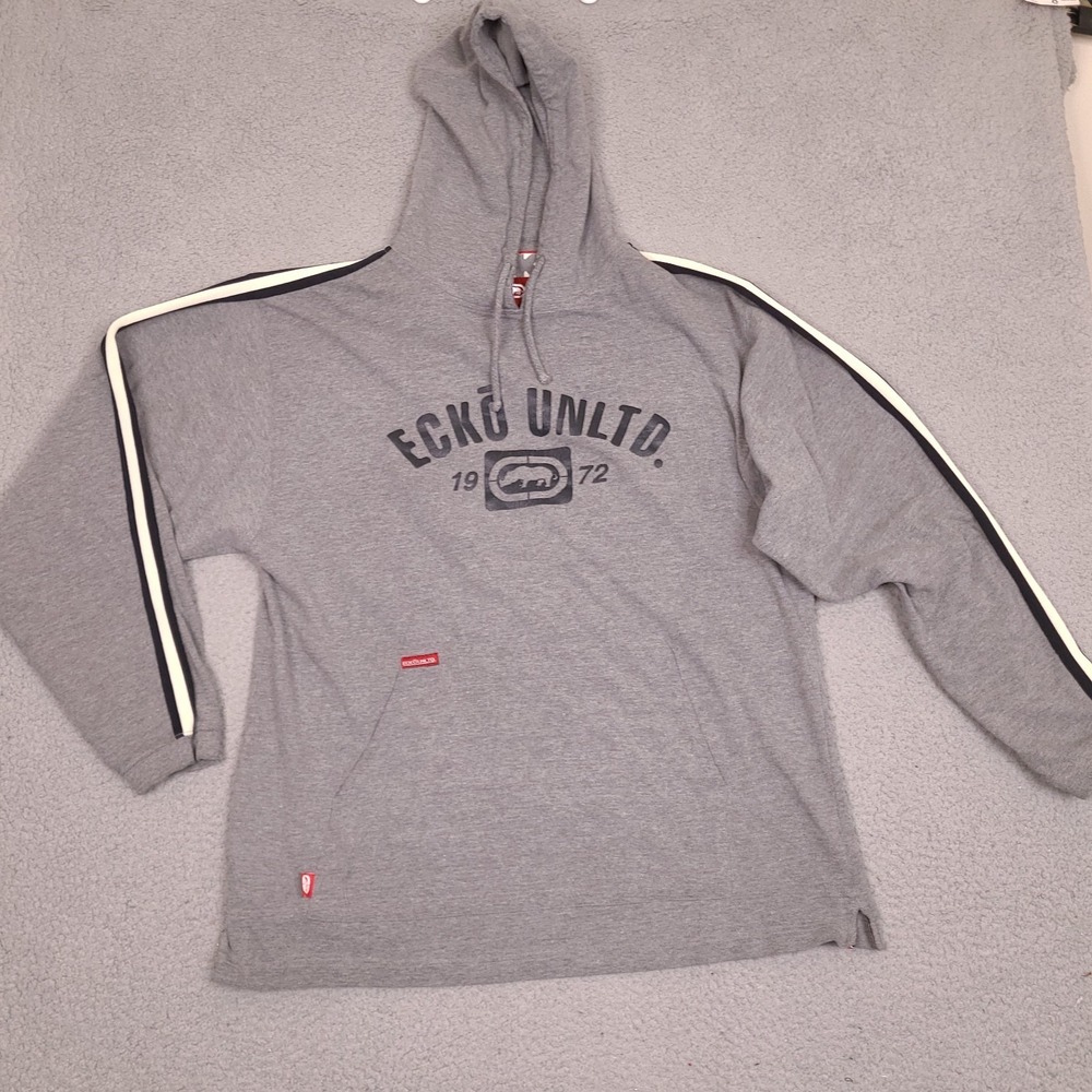 Ecko Unltd Hoodie Mens XL Y2K‎ Skater Rhino Spellout Graphic Grunge Sweatshirt